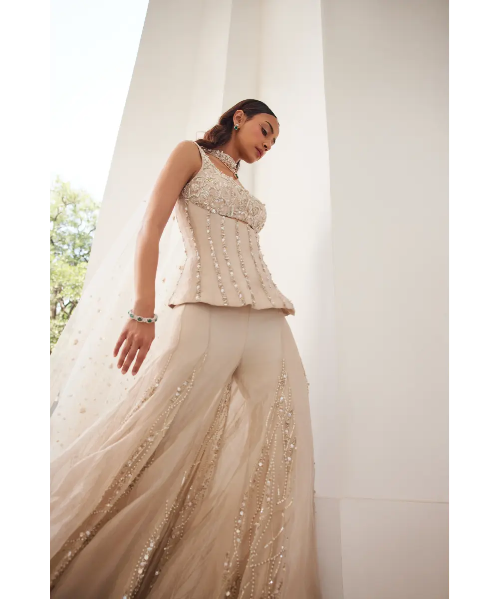 SANYA GULATI - Tissue Sharara and Corset Set